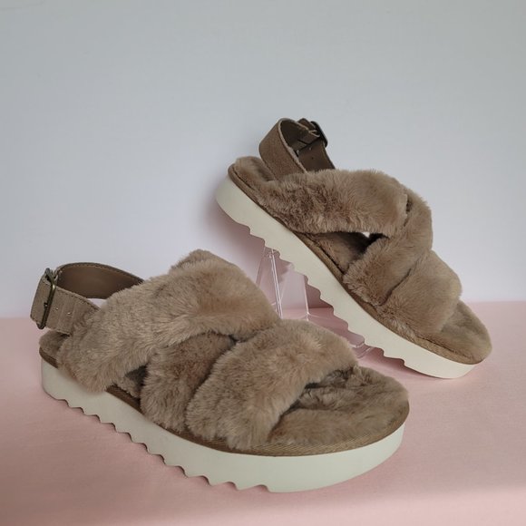 KOOLABURRA BY UGG Women’s Fuzz-EE Faux-Fur Slipper Sandals-Amphora. Size 9M⭐ - Picture 4 of 14